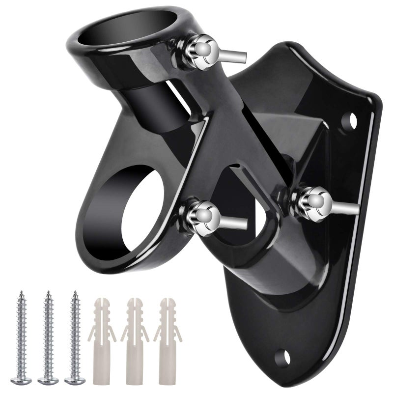 Haoridul Flag Pole Holder Mounting Bracket  2 Position House Flag Pole Bracket  Heavy Duty Aluminum Mount - Stainless Steel Kit - Strong and Rust Proof - 1"" Inner Diameter (Shiny Black-1Pack) - Image 1